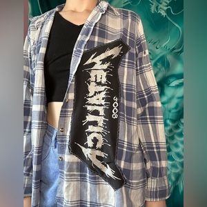 Upcycled reworked vintage flannel with Metallica 2008 patch